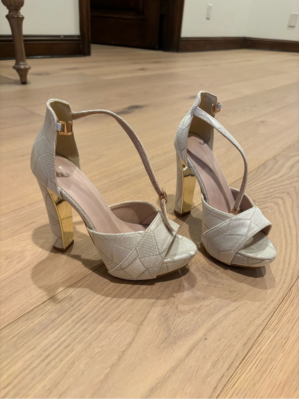 Cream and Gold High Heels